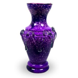 Handcrafted Purple Splatter Glass Vase – 8 Inch