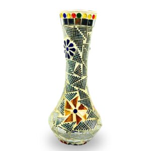 Silver Spark Mosaic Vase – 8.5 Inch | Handcrafted Decorative Flower Vase