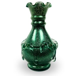 Elegant Green Glass Vase – 6 Inch | Shimmering Decorative Vase