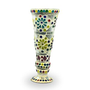 Handmade Mosaic Decorative Flower Vase | 9 Inch | Glass & Ceramic Art | Home & Office Décor